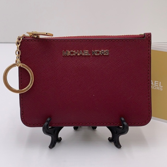 MICHAEL KORS SMALL TOP ZIP COINPOUCH WITH ID CARD MULBERRY COLOR - Picture 9 of 16